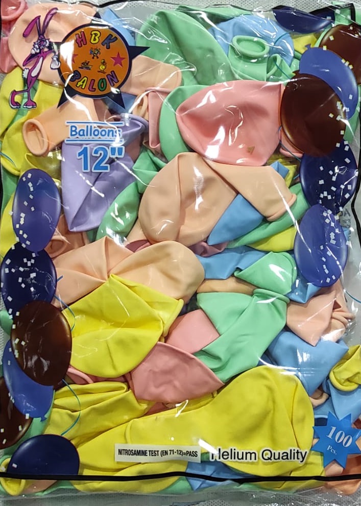 toptan hbk balon makaron karışık renk 12 inç 100 lü