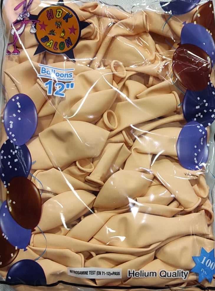 toptan hbk balon pastel ten rengi 12 inç 100 lü