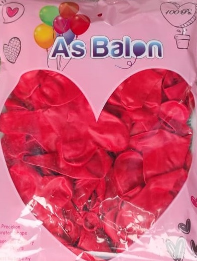 Toptan as balon Pastel Kalp Balon Kırmızı 12 100lü 